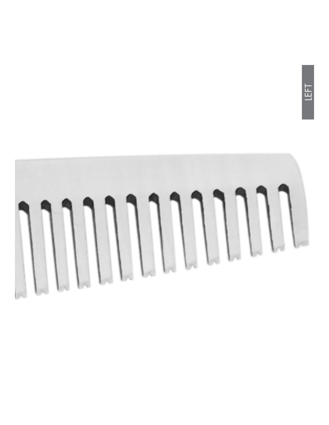 Jaguar Tesoura Desbaste JP 38 Left White Line Pente branco com dentes largos e etiqueta 'LEFT' na lateral