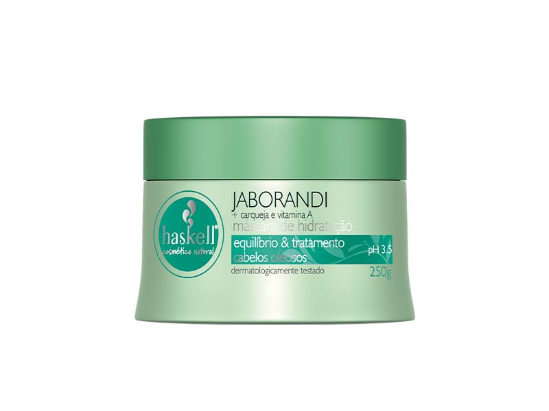 Haskell MASCARA DE JABORANDI 250 G Creme de tratamento capilar Haskell Jaborandi em embalagem verde com tampa verde