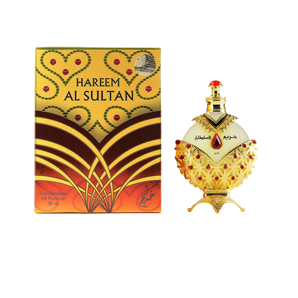Hareem Al Sultan Gold Óleo de Perfume Concentrado 35ml Frasco decorativo de perfume Hareem Al Sultan e sua caixa