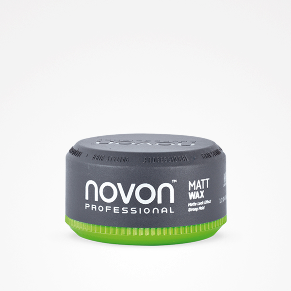 Novon cera mate fixação forte 150ml Recipiente de cera para cabelo Novon Professional Matt Wax preto com base verde