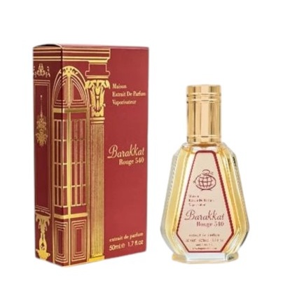 PERFUME EXTRAIT BARAKKAT ROUGE 540 - MULHER Frasco e caixa de perfume Barakkat Rouge 540 com embalagem vermelha e detalhes dourados