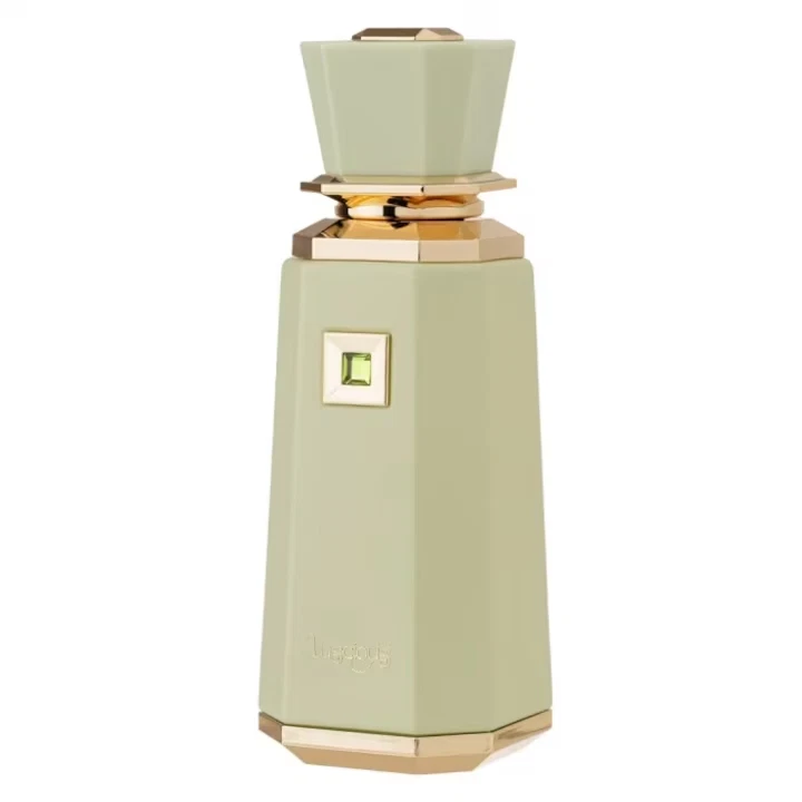 Luscious | Pistachio Fragrance Feminino 100ml Frasco de perfume verde claro com detalhes dourados