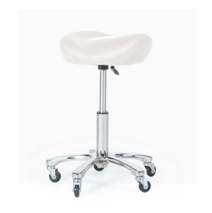 PerfectBeauty Banco de estética Branco Taborete com assento branco e base cromada com rodas