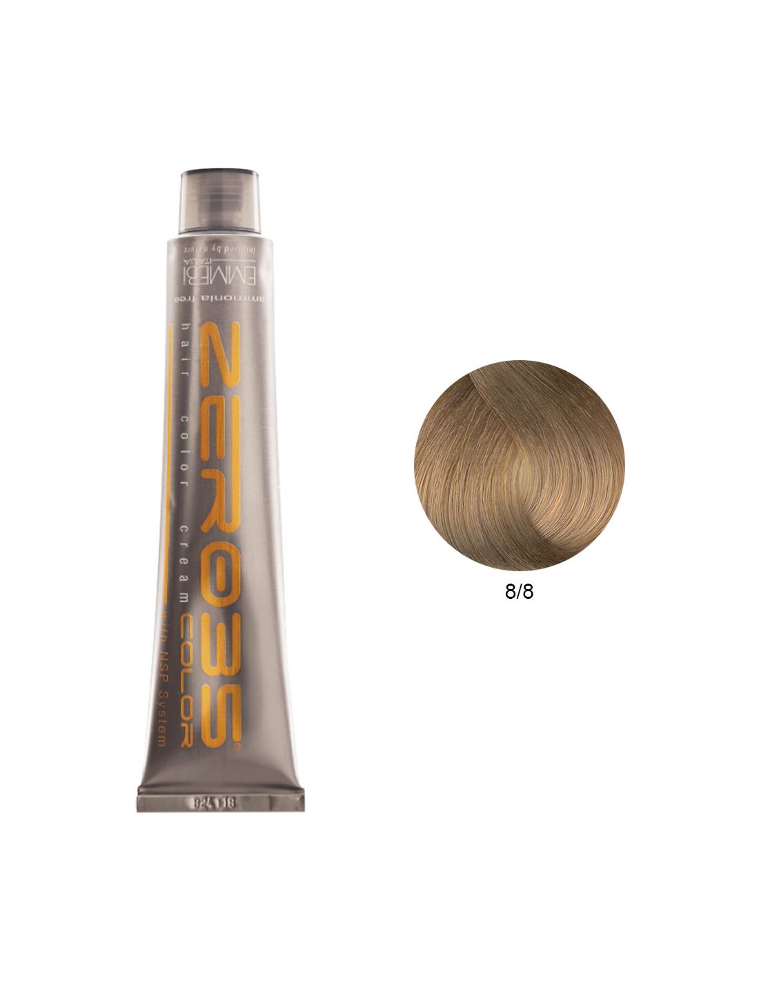 Coloração Sem Amoníaco 100ml - 8/8 Brandy - Zero35 - Emmebi Tubo metálico de tinta para cabelo com cor 8/8 castanho claro