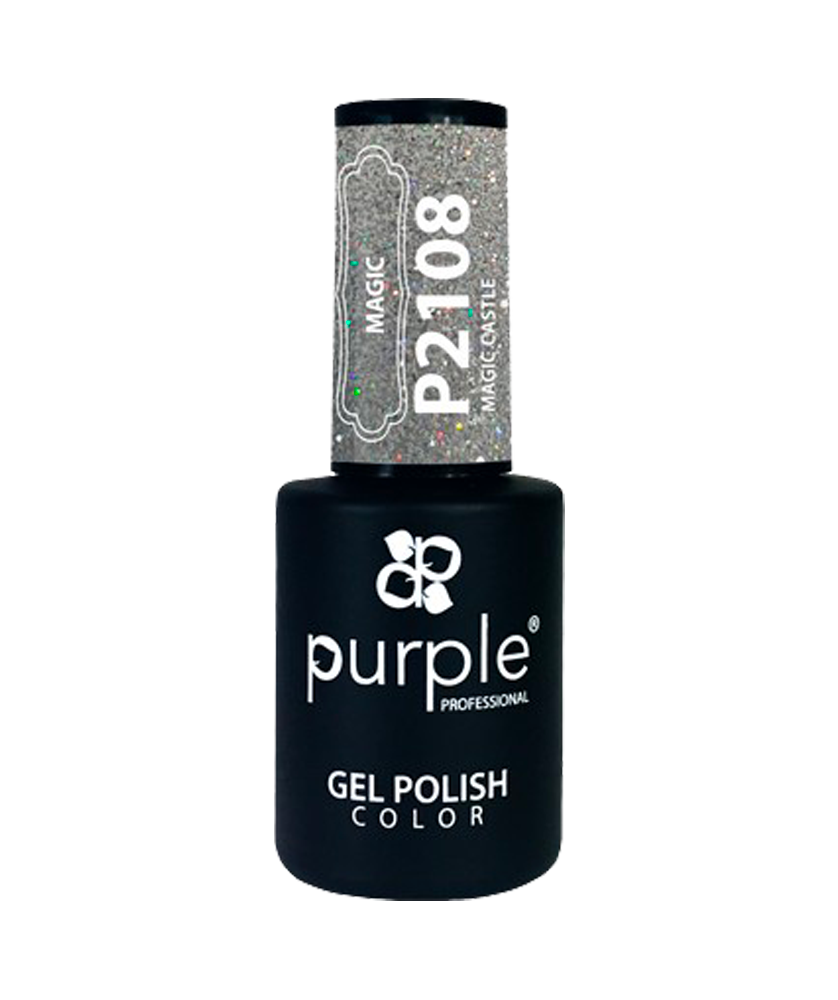 Purple Verniz Gel Magic Castle 10ml P2108 Frasco de verniz gel prateado brilhante Purple Professional