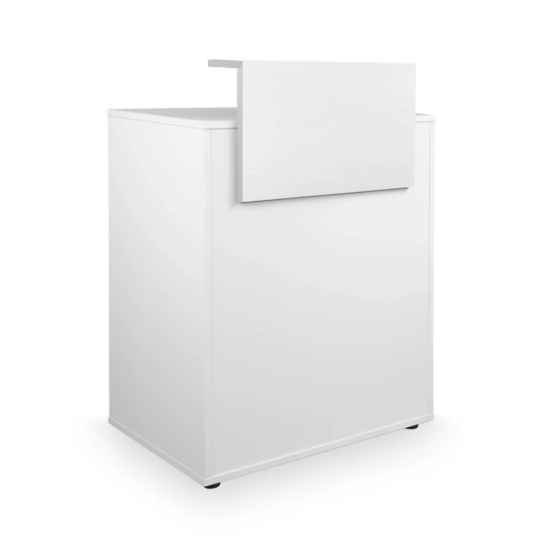 Mirplay Balcão Recepção Dylan white Móvel branco simétrico retangular com textura lisa