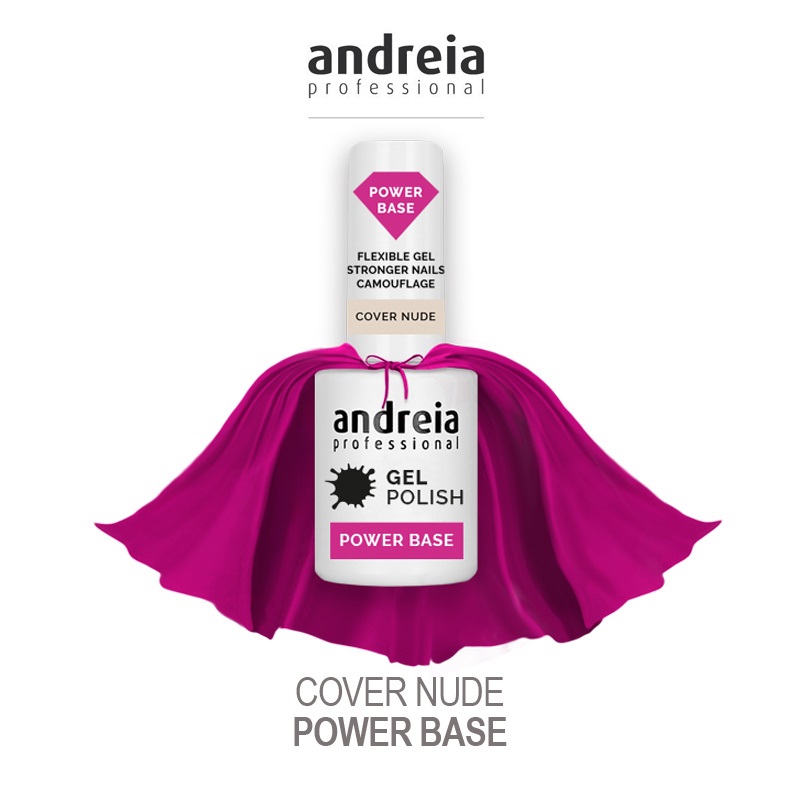 Andreia Verniz Gel Power Base Cover Nude (Camuflagem) 10,5ml Verniz gel para unhas andreia professional Power Base Cover Nude com tecido rosa