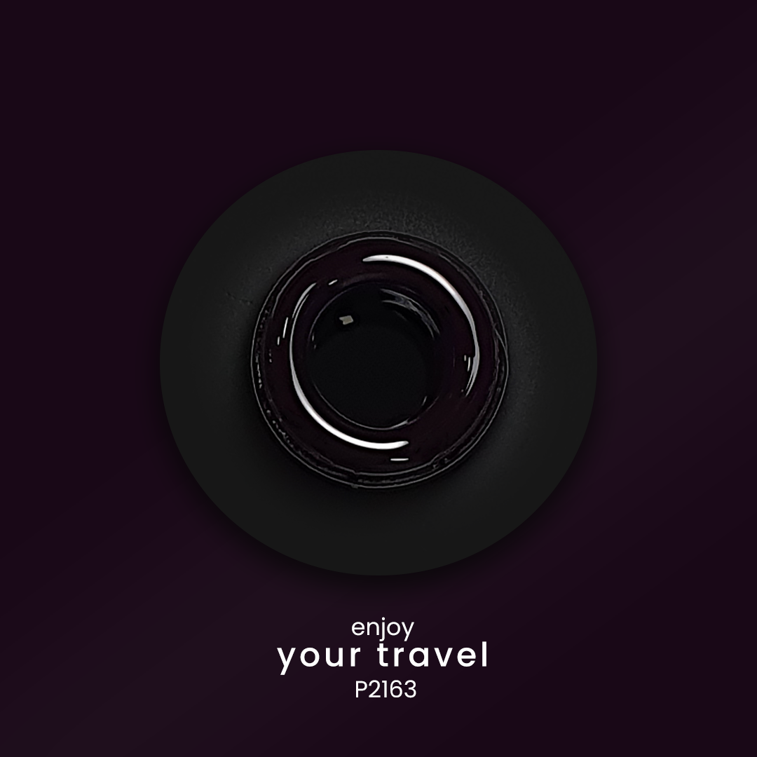 Purple P2163 GEL POLISH ENJOY YOUR TRAVEL 10ml anel preto brilhante com texto enjoy your travel P2163