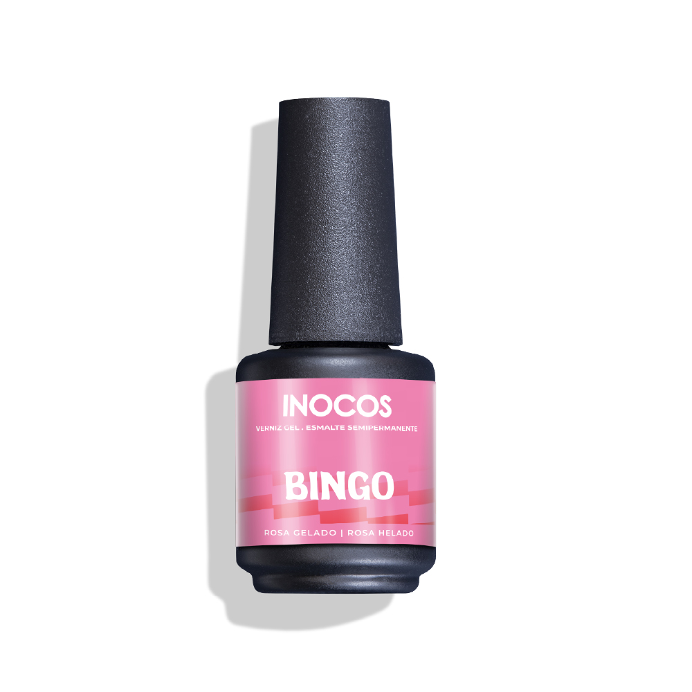 VERNIZ GEL INOCOS BINGO Frasco de verniz gel INOCOS BINGO rosa gelado