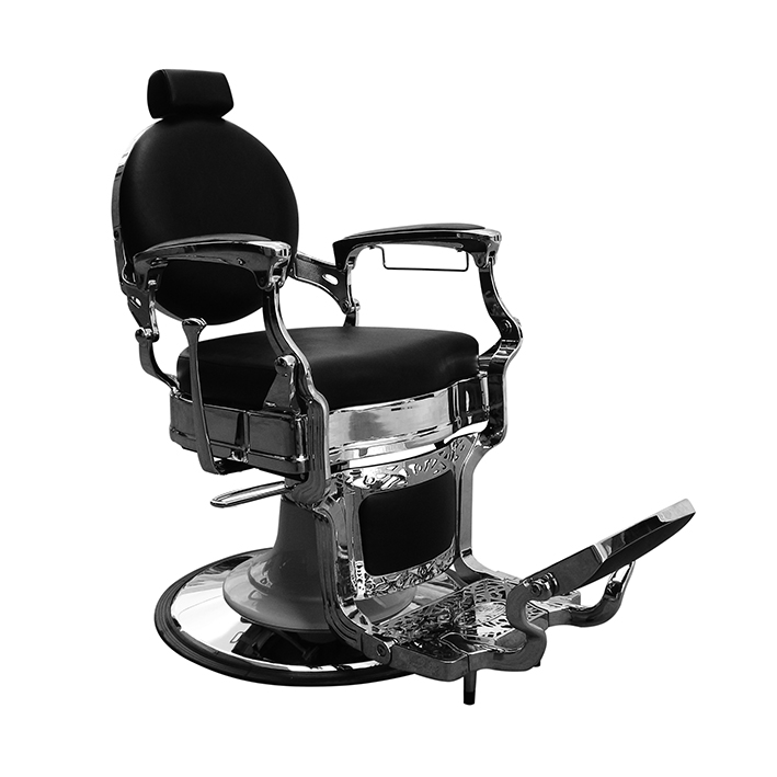 Cadeira de Barbeiro Classic Preta Cadeira de barbeiro preta com estrutura cromada e apoio de pés
