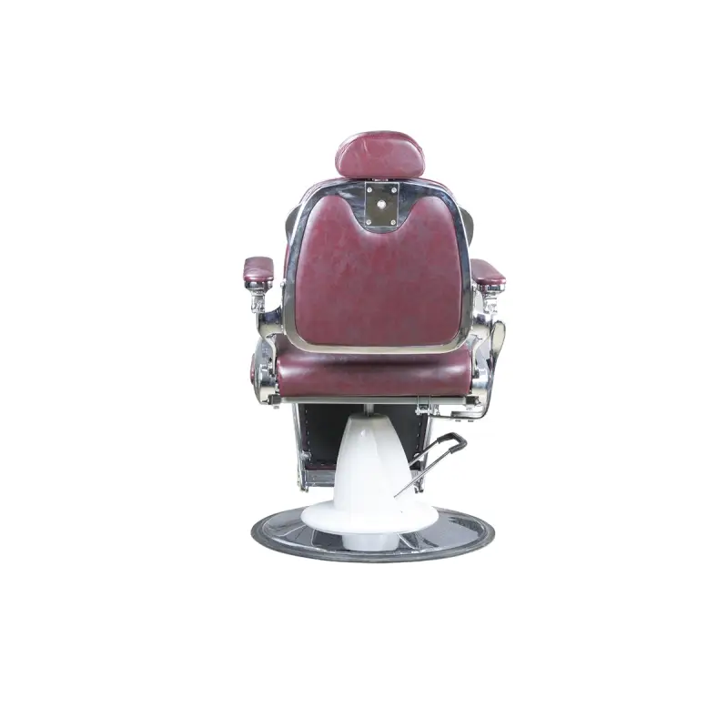 Cadeira de Barbeiro Vintage Delta Cadeira de barbeiro vintage vermelha com base metálica branca