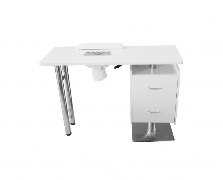 Weelko Mesa de Manicure com Aspiração Hale Mesa branca para manicure com gavetas e pernas metálicas