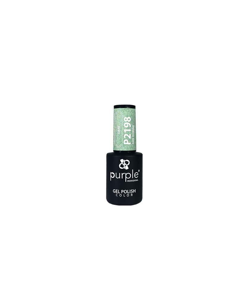 Purple Verniz Gel Dare to Dream 10ml Esmalte gel para unhas purple com tampo verde e embalagem preta