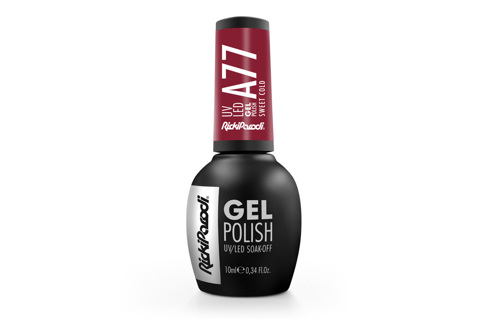 Verniz Gel Rickiparodi Sweet Cold A77 10.5 ml Frasco de verniz gel para unhas Richwoool A77 na cor vinho