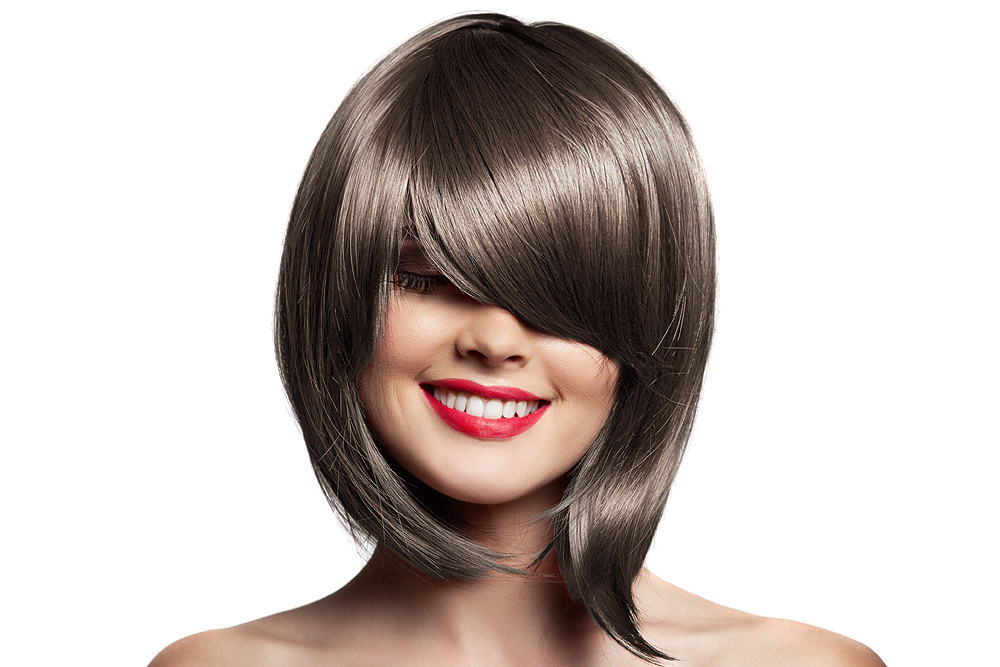 Kaycolor - Coloração 7.00 Louro Natural Frio 100ml Peruca feminina castanho escuro com corte curto e liso sobre fundo branco