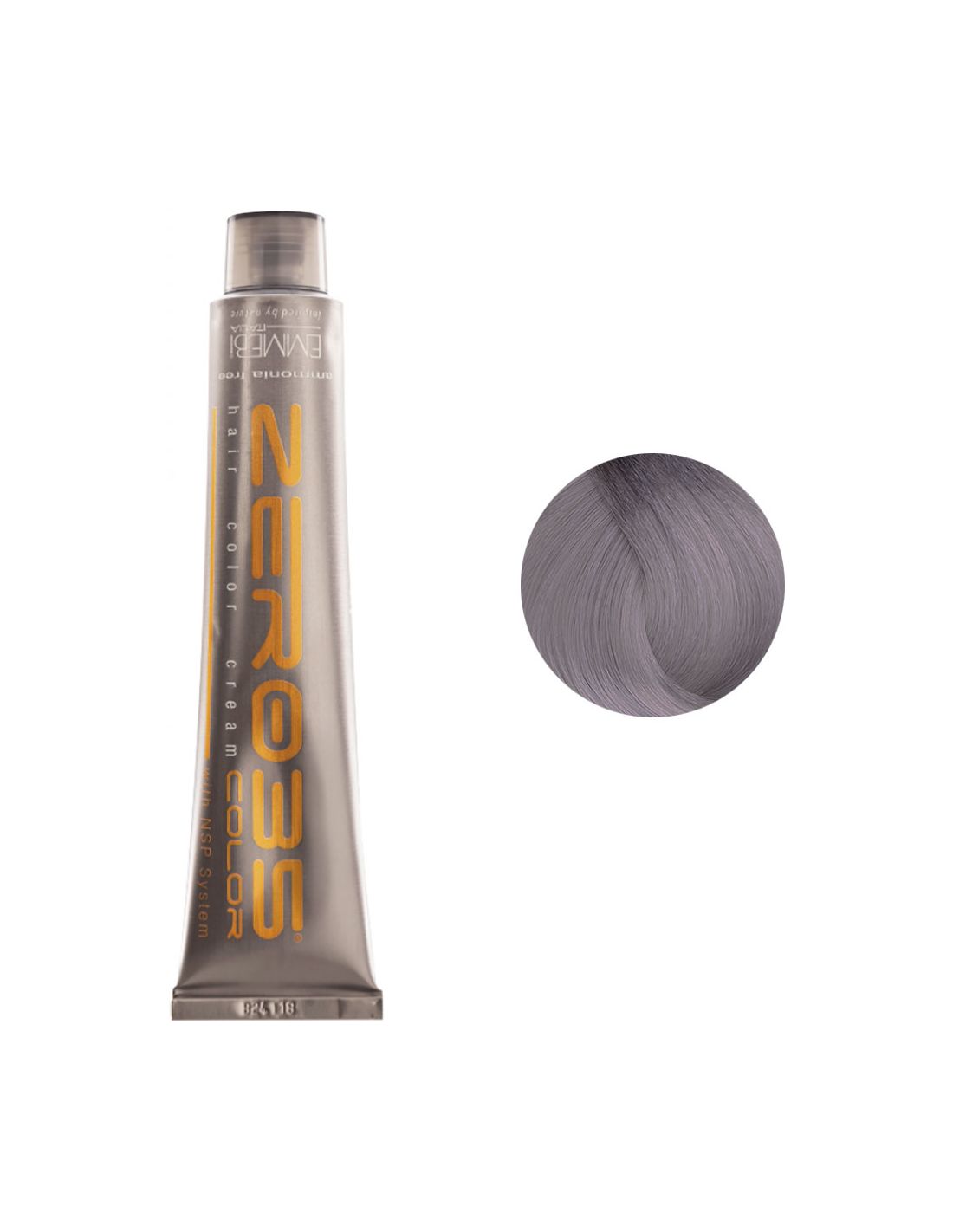 Coloração Sem Amoníaco 100ml - Cold PEARL - Zero35 - Emmebi Tubo de tinta cabelo ZERO35 e amostra de cor cinzento claro