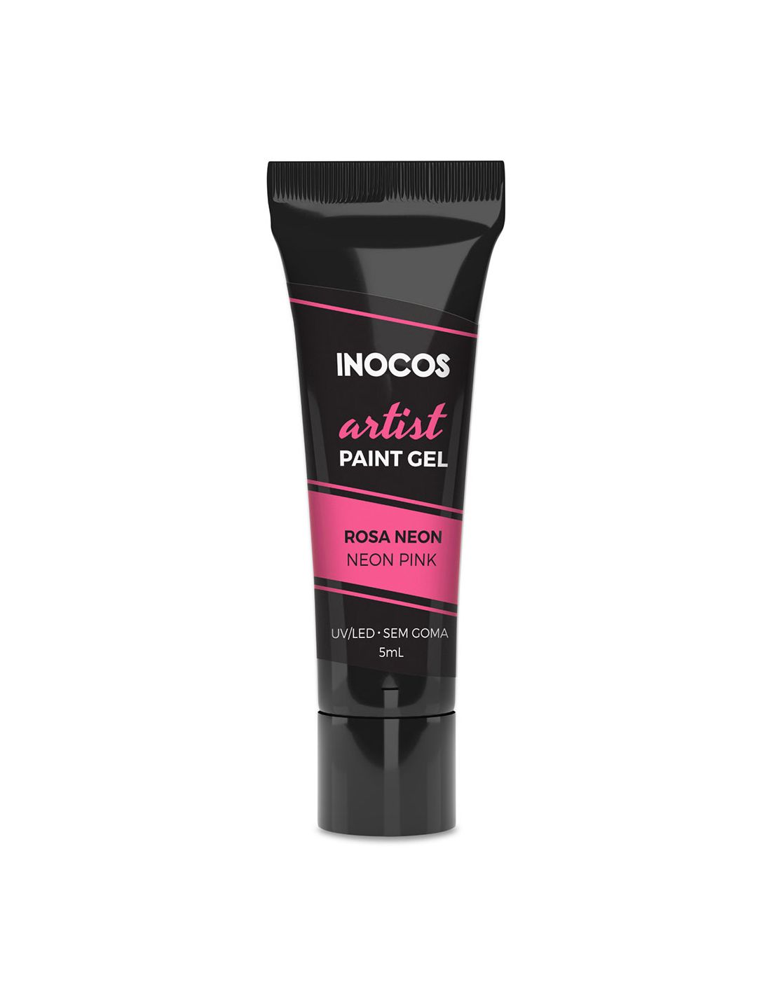 INOCOS Paint Gel Artist Rosa Neon 5ml Tubo preto de gel de pintura para unhas INOCOS artist rosa neon
