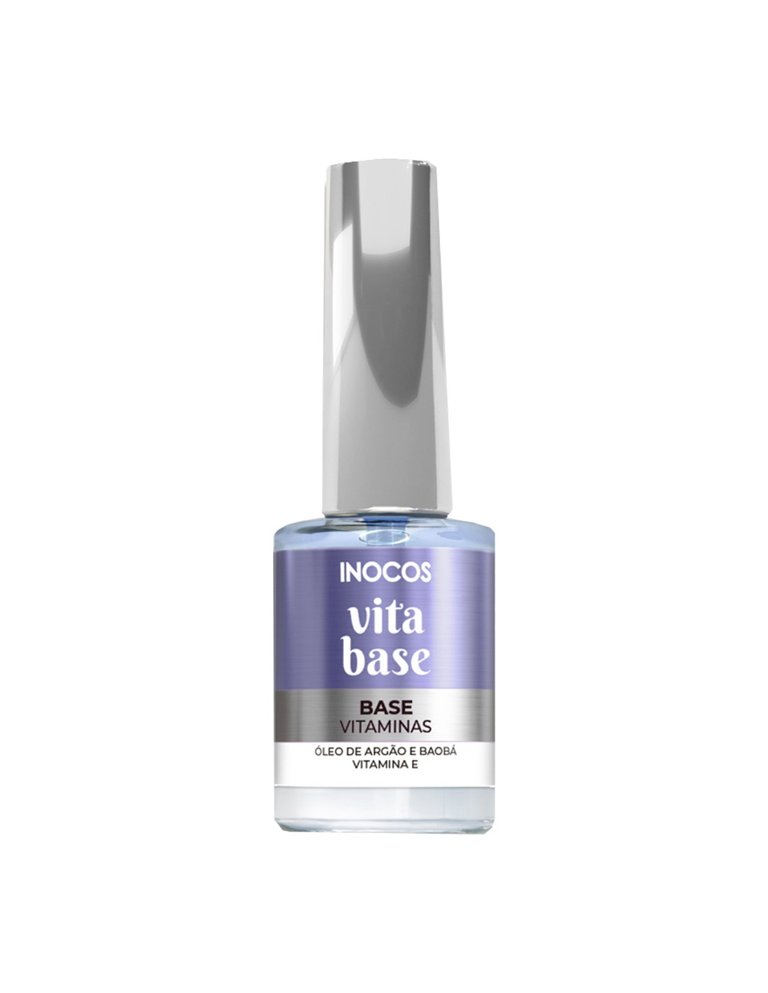 Base Vitaminas 15ml - Care & Finish Inocos Frasco de verniz de unhas INOCOS vita base base vitaminas com óleo de argão, baobá e vitamina E