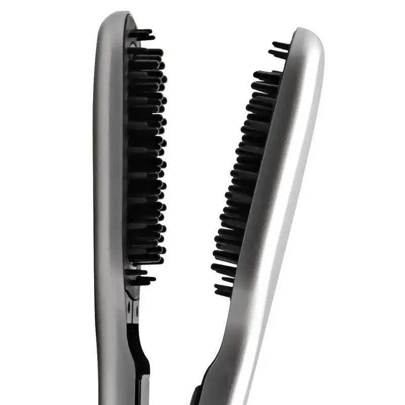 ItalianDesign Escova Alisadora Liss Xtreme Brush ID Italian Escova elétrica alisadora de cabelo prateada com cerdas pretas