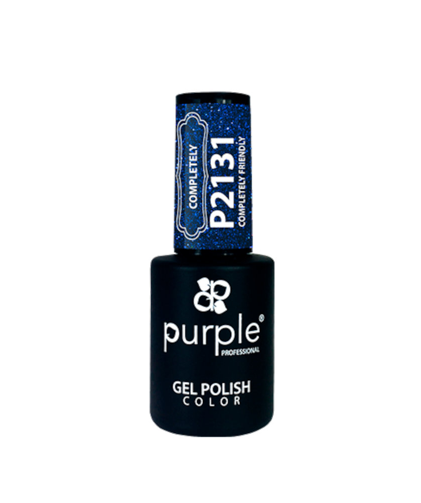 Purple Verniz Gel Completely Friendly 10ml P2131 Verniz gel Purple Professional com tampa azul glitter