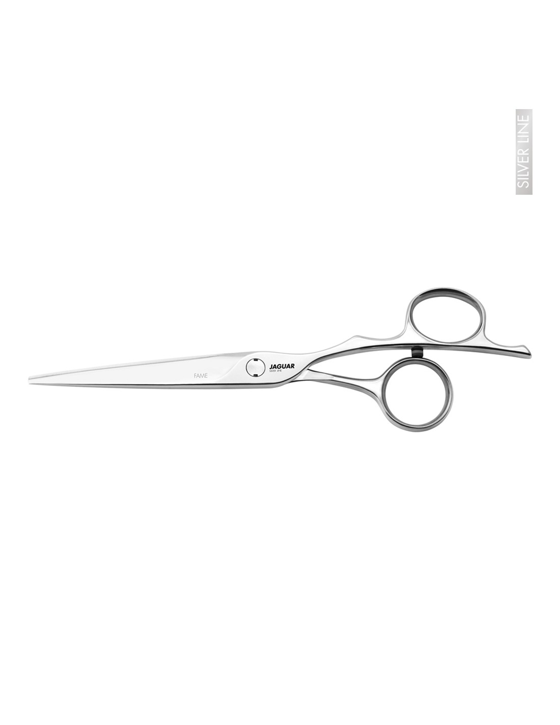 Jaguar Tesoura Fame - Silver Line Tesoura de corte prateada em aço inoxidável com anéis ergonómicos e marca JAGUAR