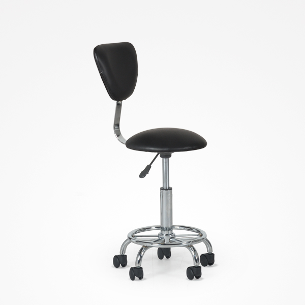 Bifull Banco com encosto Hedda Preto Cadeira de escritório preta com estrutura cromada e rodas