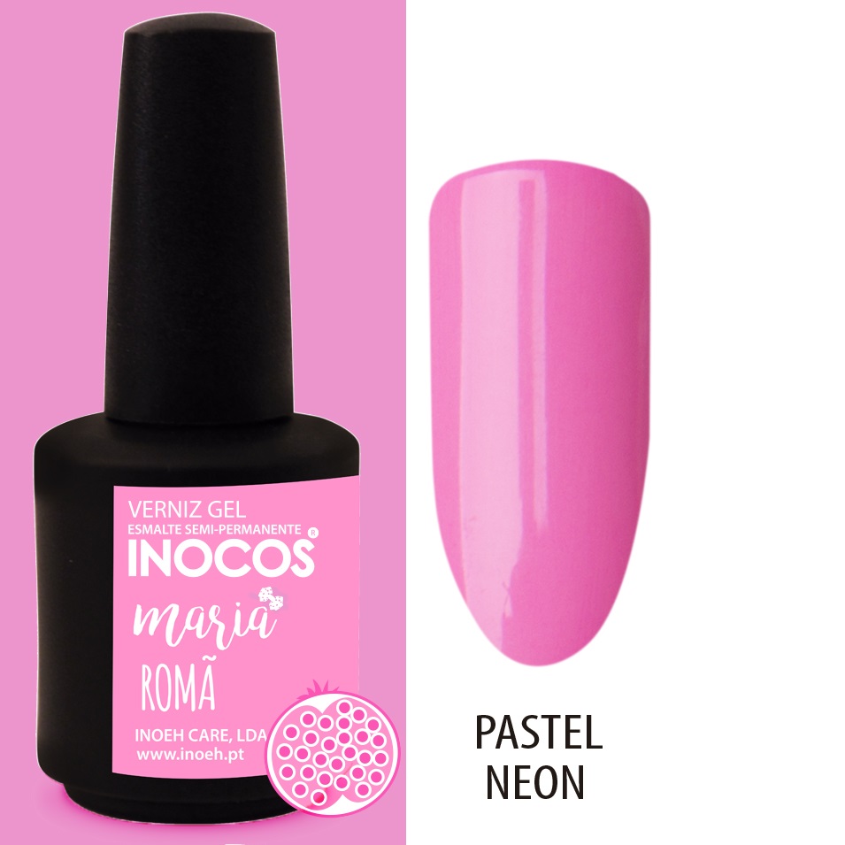 INOCOS VERNIZ GEL MARIA ROMÃ 15ML Verniz gel INOCOS Maria Romã rosa neon pastel