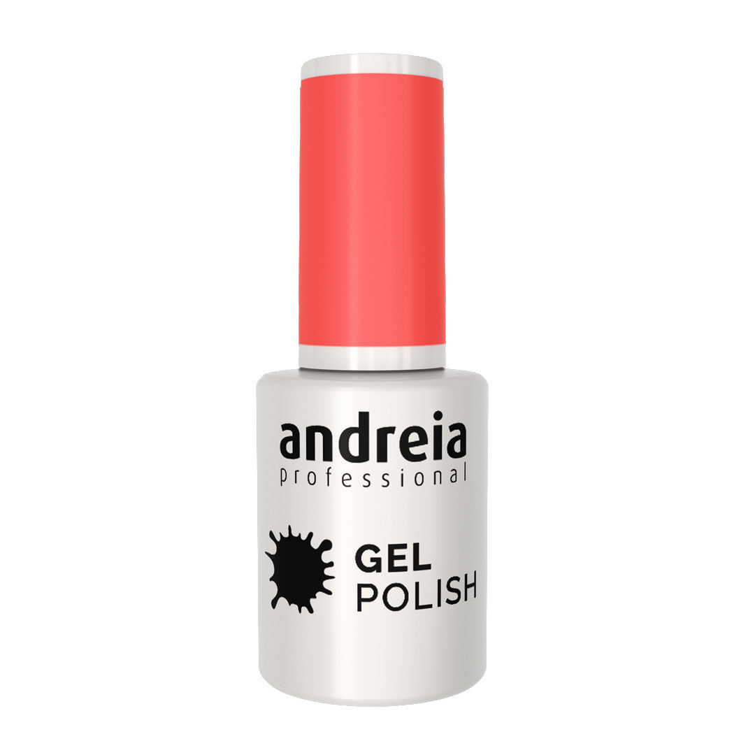 AndreiaProfissional Verniz de Gel 285 - 10.5ml Frasco de verniz gel para unhas com tampa vermelha e corpo branco com texto