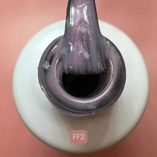 Andreia Verniz Gel Coleção Fall Fantasy Ff2 Pincel com verniz roxo brilhante preso a frasco branco com etiqueta FF2
