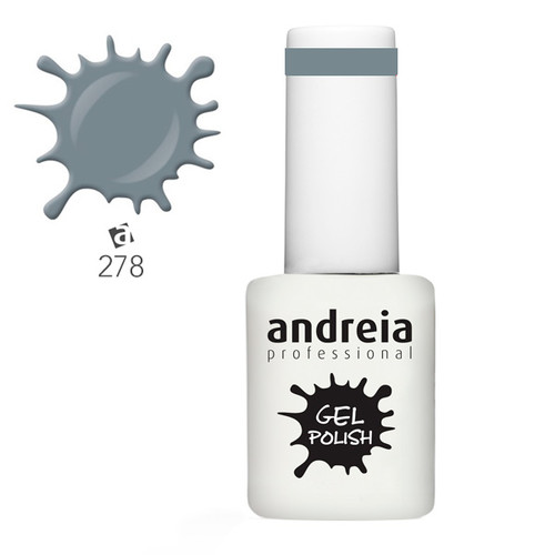 AndreiaProfissional Verniz de Gel 278 - 10.5ml Frasco de verniz gel cinza Andreia Professional com amostra da cor