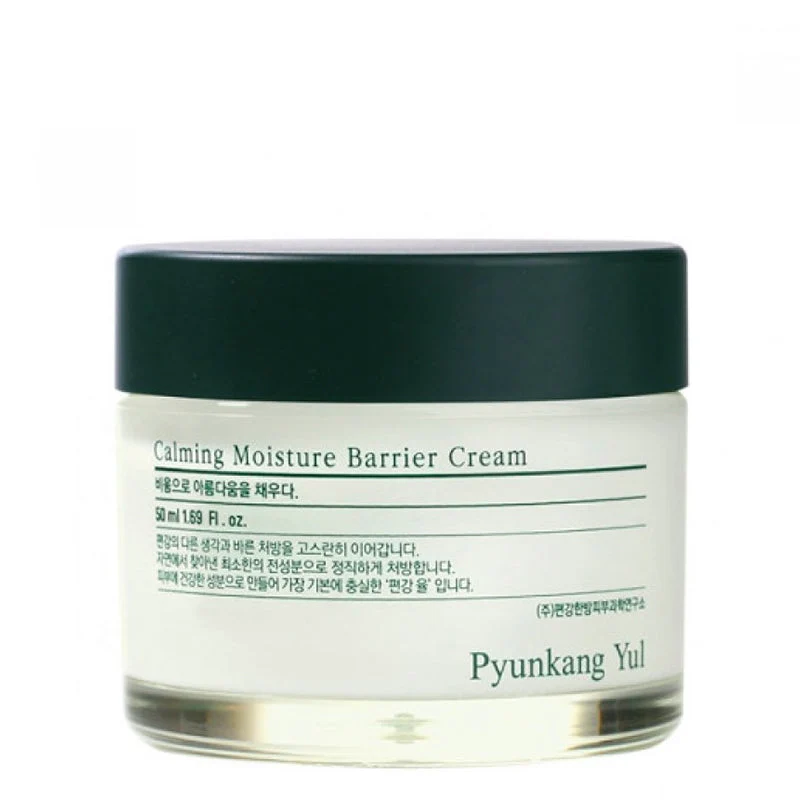 Pyunkang Yul Calming Moisture Barrier Cream 50ml Frasco de creme hidratante Calming Moisture Barrier Cream da Pyunkang Yul com tampa preta.