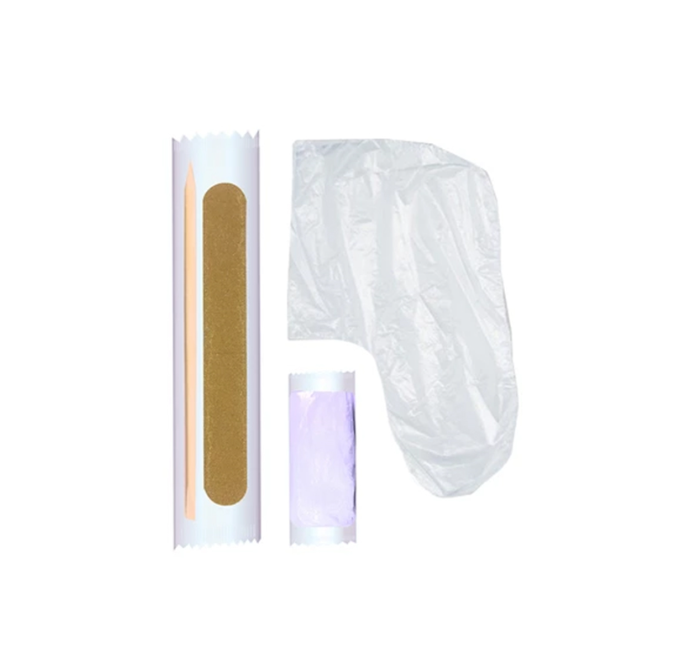 Casco de Cavalo MARU kit express pedicure Conjunto com palhinha, invólucro, rolo plástico lilás e saco plástico transparente