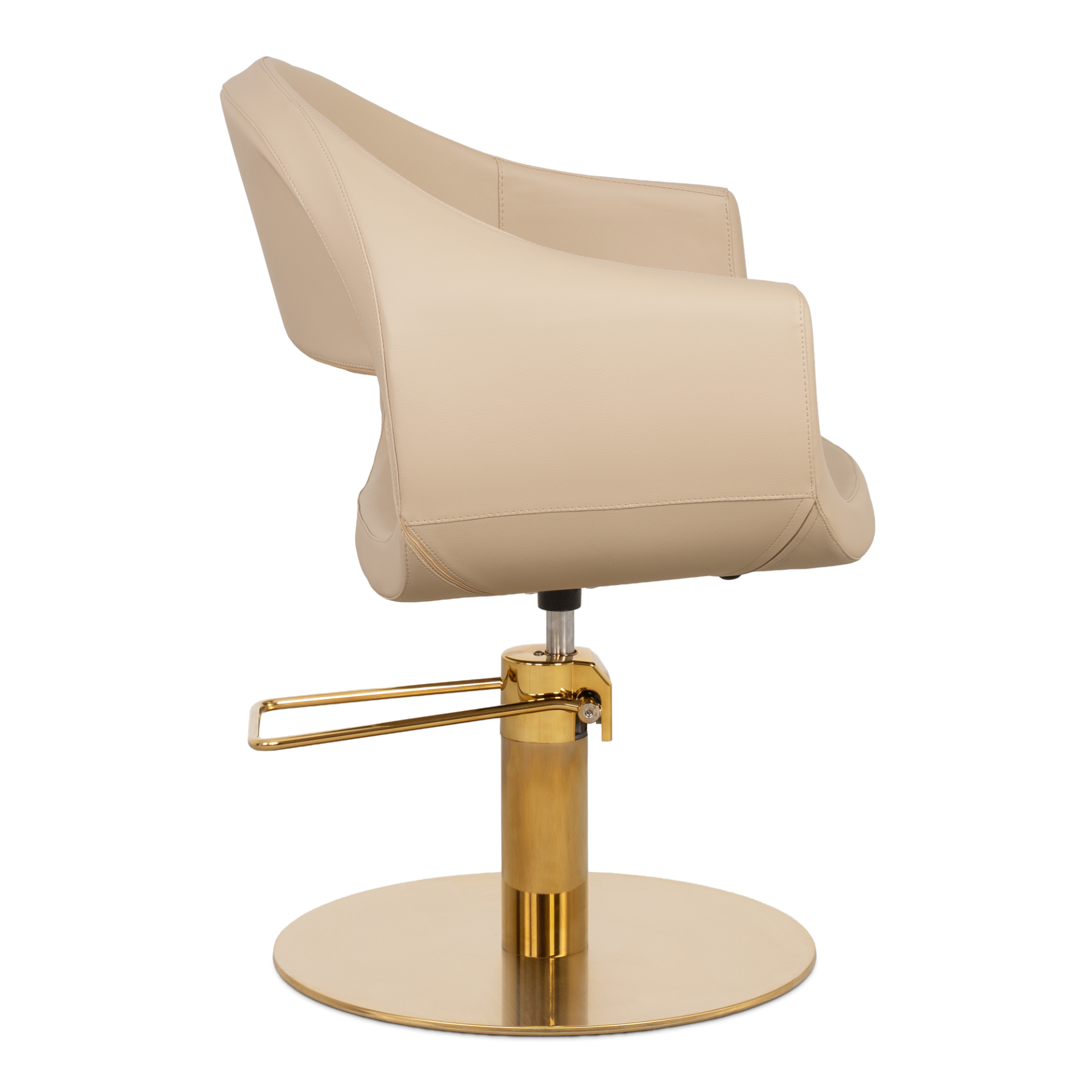 Cadeira de Cabeleireiro hidráulica Glam Cadeira de escritório bege com base metálica dourada