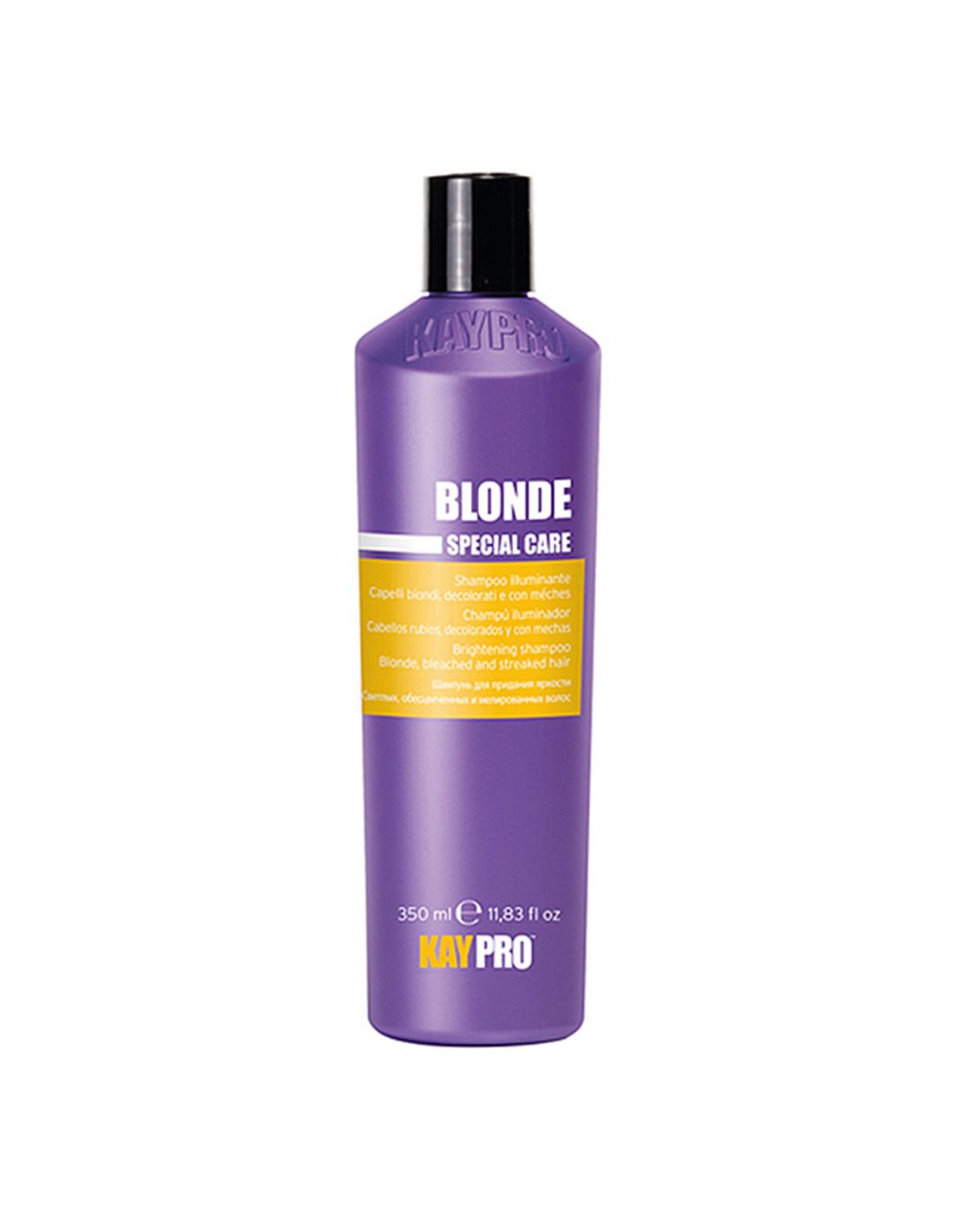 Shampoo Blonde 350ml - KayPro Frasco roxo de champô KayPro Blonde Special Care para cabelos loiros