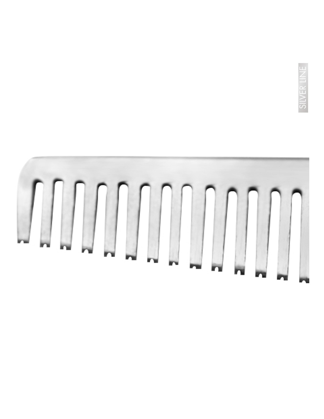 Jaguar Tesoura Desbaste Fame 42 - Silver Line Pente metálico prateado com dentes largos e espaçados