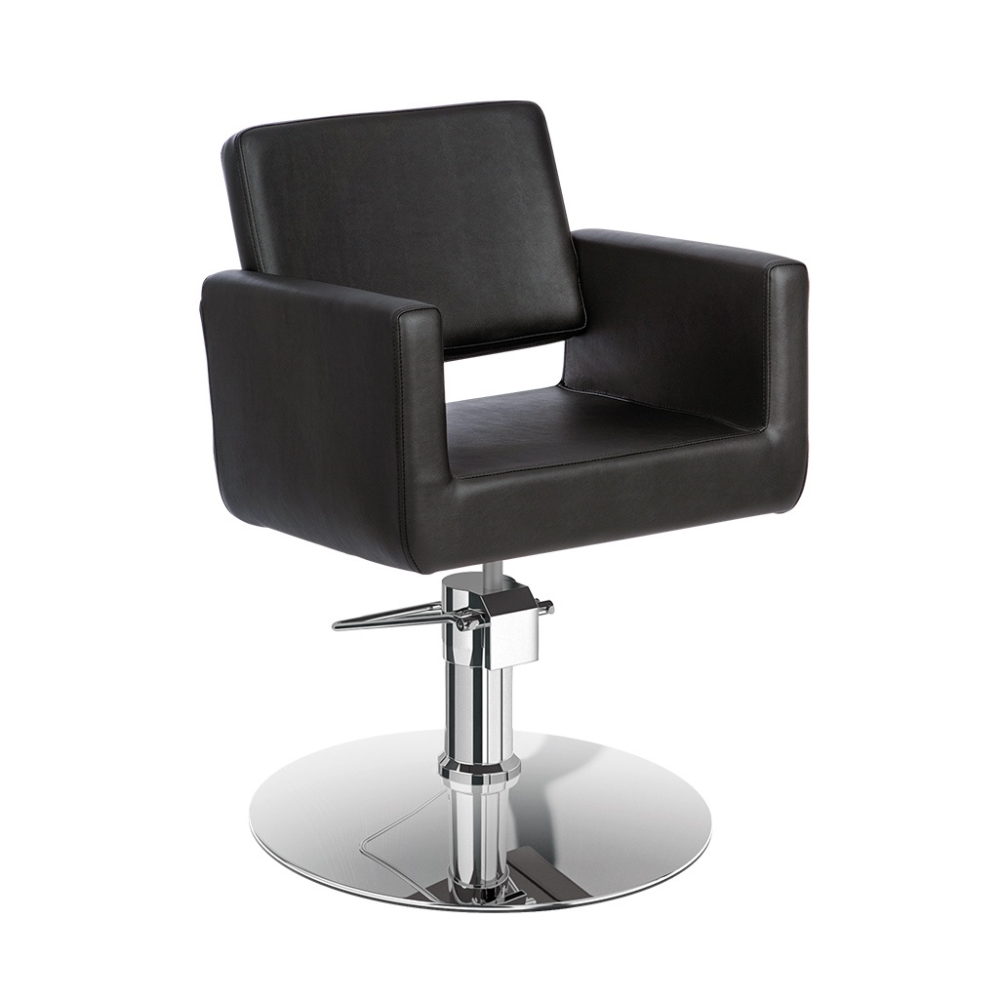 Cadeira de Cabeleireiro Chic Cadeira de salão de beleza preta com base metálica cromada ajustável