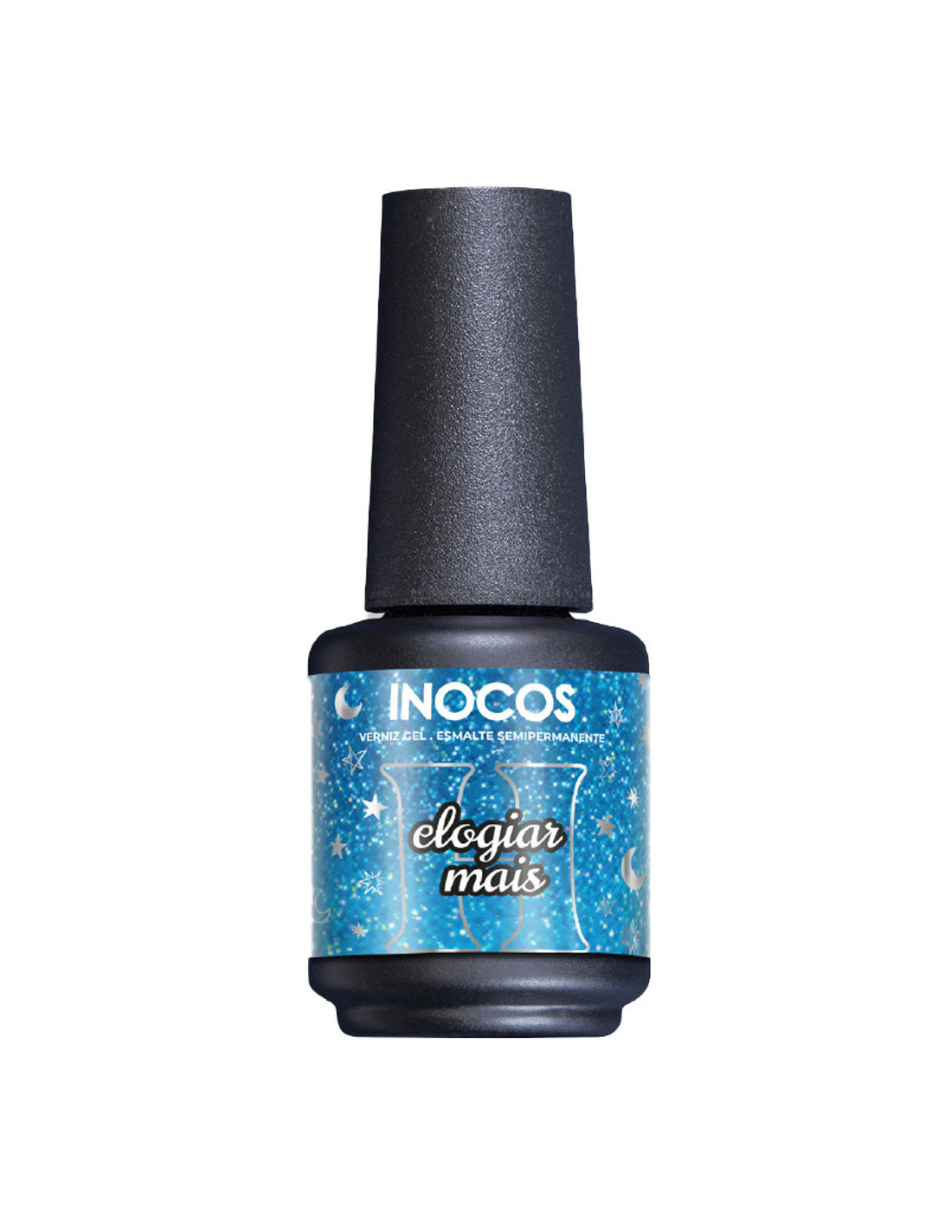 Verniz Gel Inocos A Million Dreams 15ml Elogiar Mais MD4 Frasco de verniz gel INOCOS com rótulo azul estrellado e tampa preta