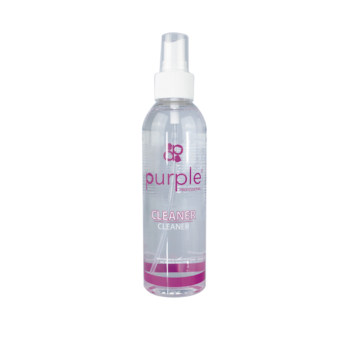 Purple Cleaner 200ml Frasco plástico transparente com borrifador branco e rótulo rosa