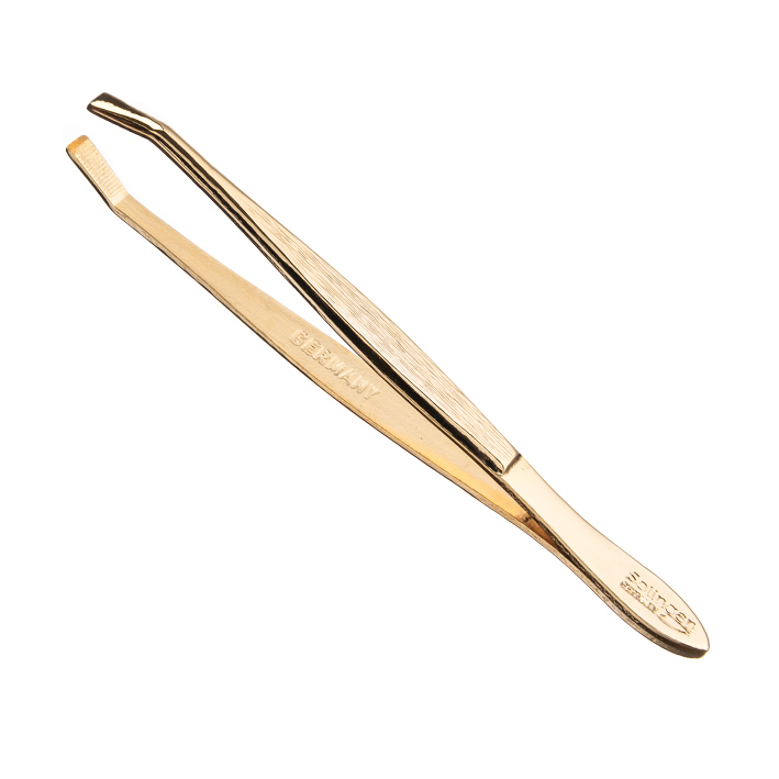 Solingen Pinça de depilar Dourada 8cm Pinça metálica dourada com pontas reta e inclinada