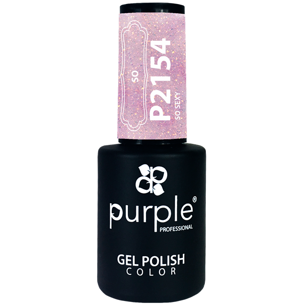 Purple Verniz Gel So Collection 10ml Ref. P2154 Frasco de verniz gel preto com tampa rosa glitter