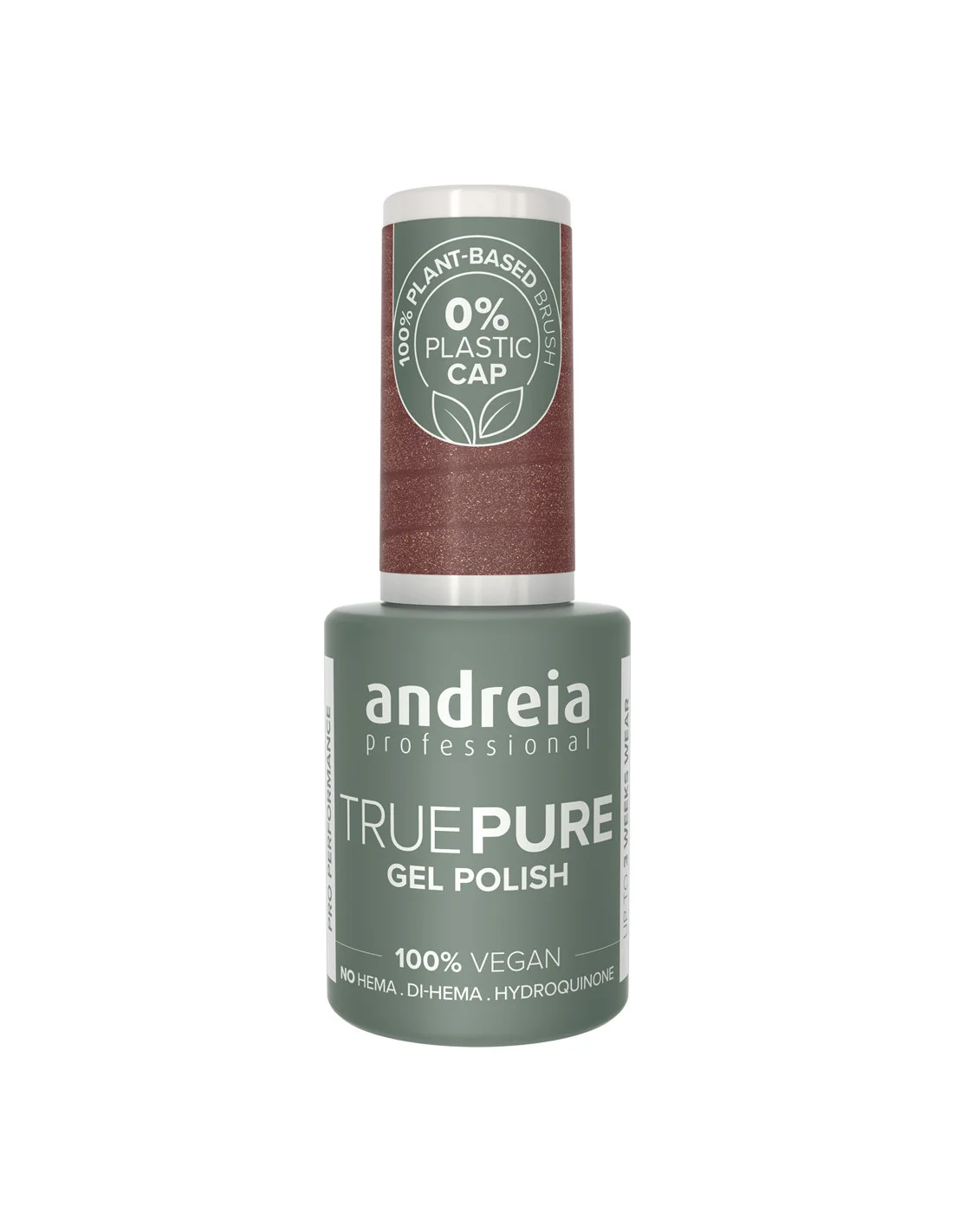 True Pure Gel Polish Andreia 0% Plastic T32 10.5ml Frasco de verniz gel profissional Andreia verde fosco com tampa branca