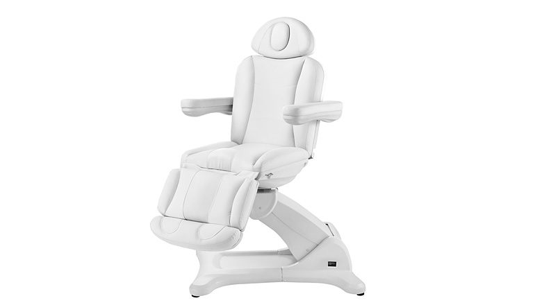 Weelko Marquesa Tempo Eléctrica 4 Motores Cadeira de estética elétrica branca com estofos almofadados e apoios