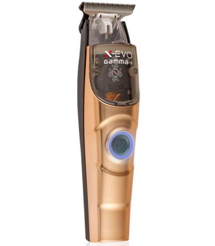 MÁQUINA GAMMA PIU X-EVO Aparador de cabelo elétrico dourado Gamma X-EVO com botão iluminado.