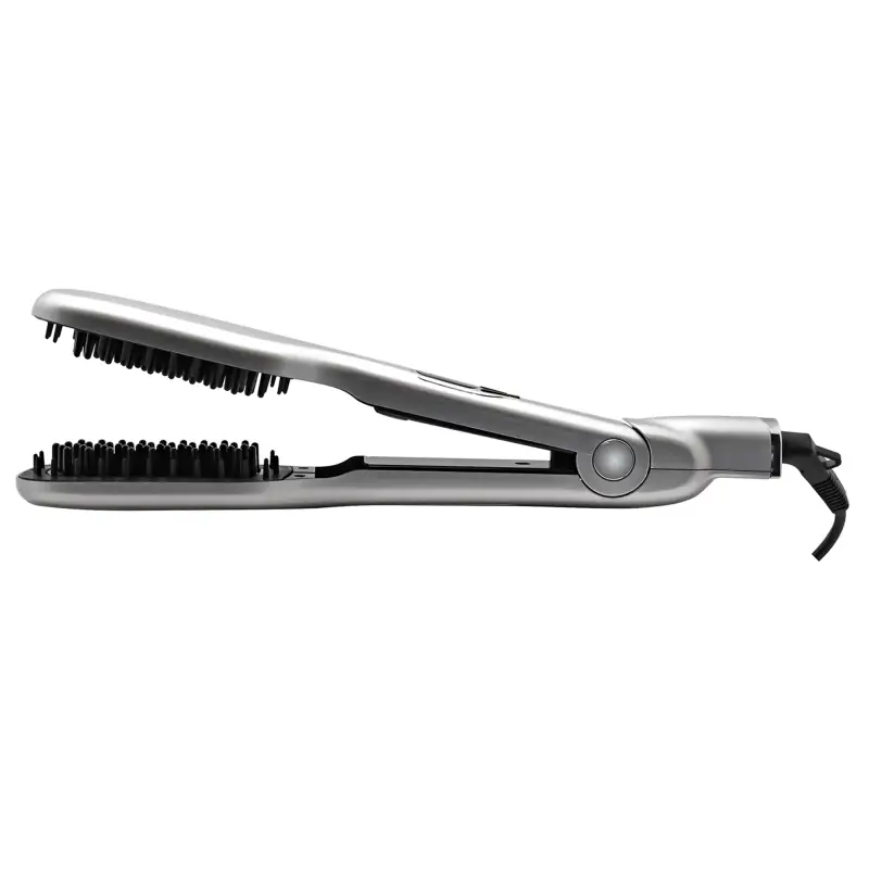 ItalianDesign Escova Alisadora Liss Xtreme Brush ID Italian Prancha de alisamento de cabelo prateada com cerdas pretas