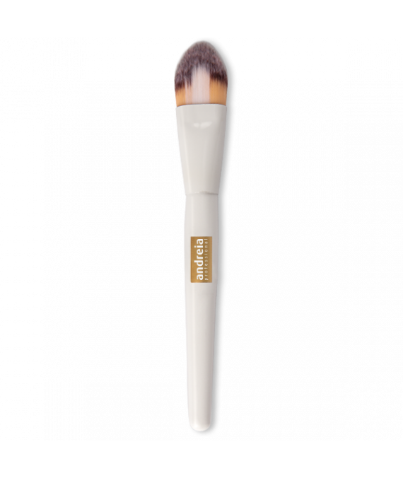 Andreia Makeup Foundation Brush Pincel de maquilhagem com cabo branco e etiqueta dourada com texto