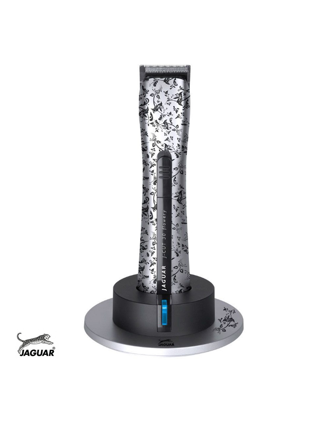 Jaguar Máquina de Corte J-Cut 30 Flowery Aparelho de barbear elétrico JAGUAR com padrão floral e base redonda preta