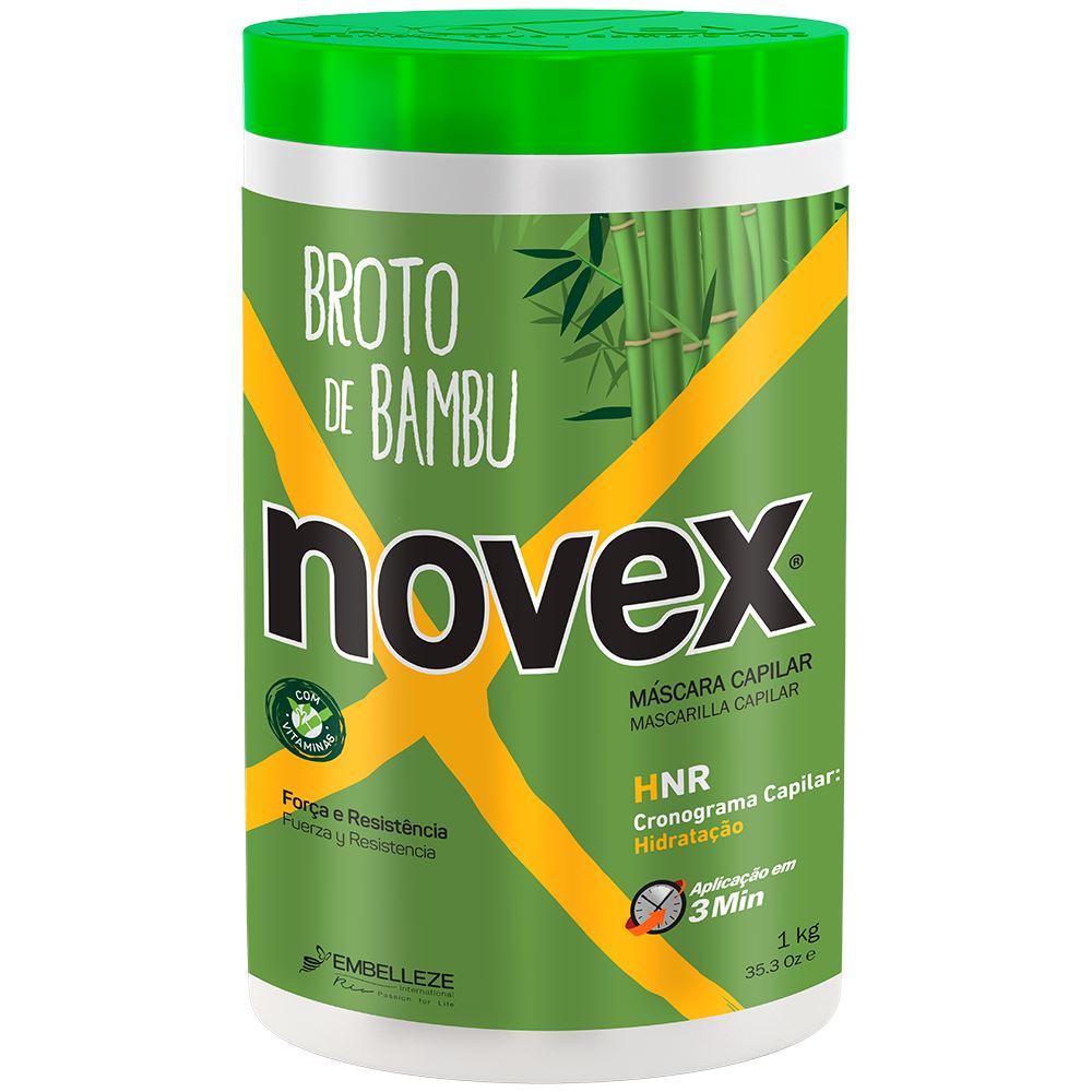 Novex Máscara Broto de Bambu 1Kg Recipiente verde de máscara capilar Novex Broto de Bambu 1kg