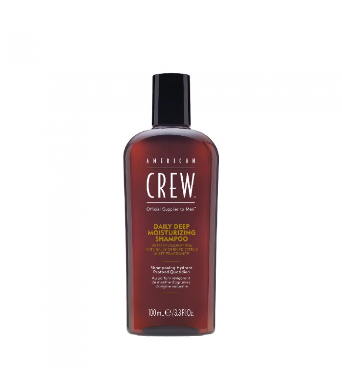 American Crew Daily Deep Moisturizing Shampoo 100ml Frasco castanho de shampoo American Crew Daily Deep Moisturizing