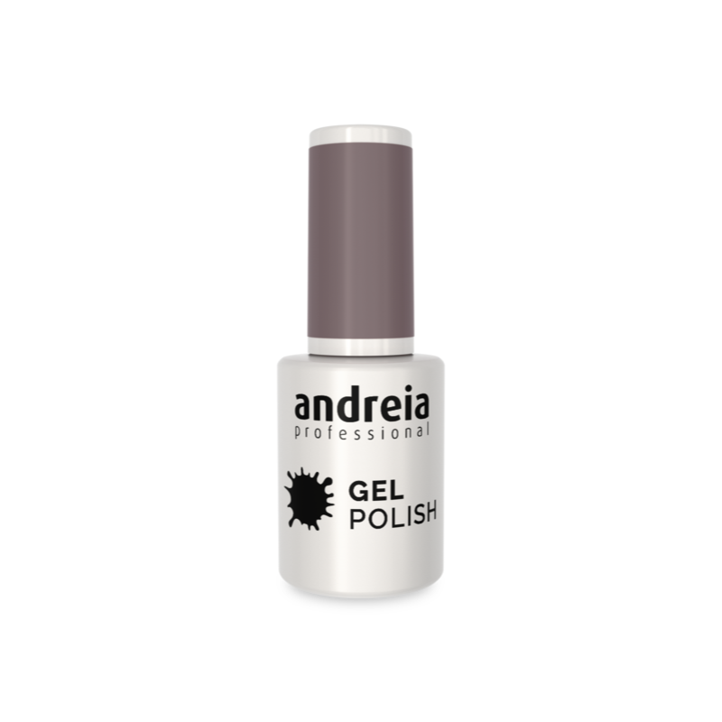 AndreiaProfissional Verniz de Gel 275 - 10.5ml Verniz gel Andreia Professional branco com tampa cinzento-pardo e texto preto.