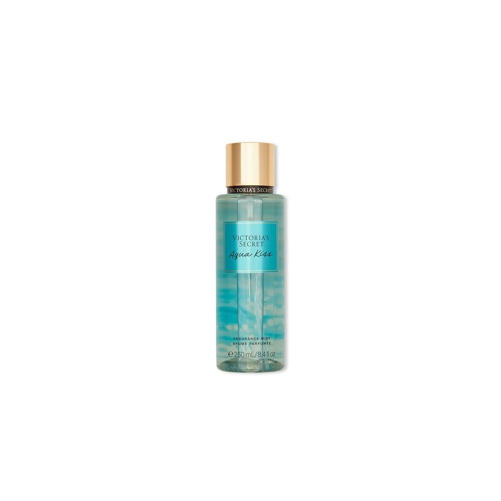 Victoria's Secret Fantasies Aqua Kiss Mist Spray 250ml Frasco azul translúcido VICTORIAS SECRET Aqua Kiss com tampa dourada